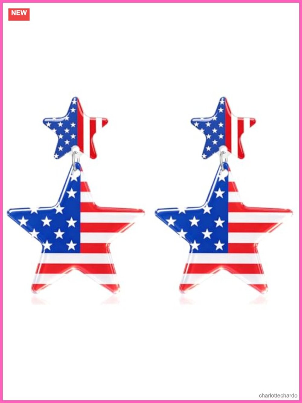 Acrylic Star Teardrop Patriotic Earrings USA Flag Independence Day